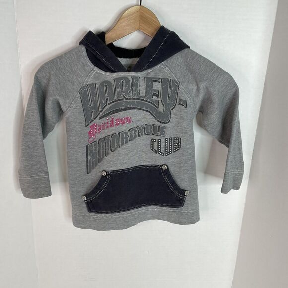 Harley-Davidson Other - Harley Davidson Youth Girls Size 5 Hoodie Sweatshirt, Graphic Bedazzled, Grey